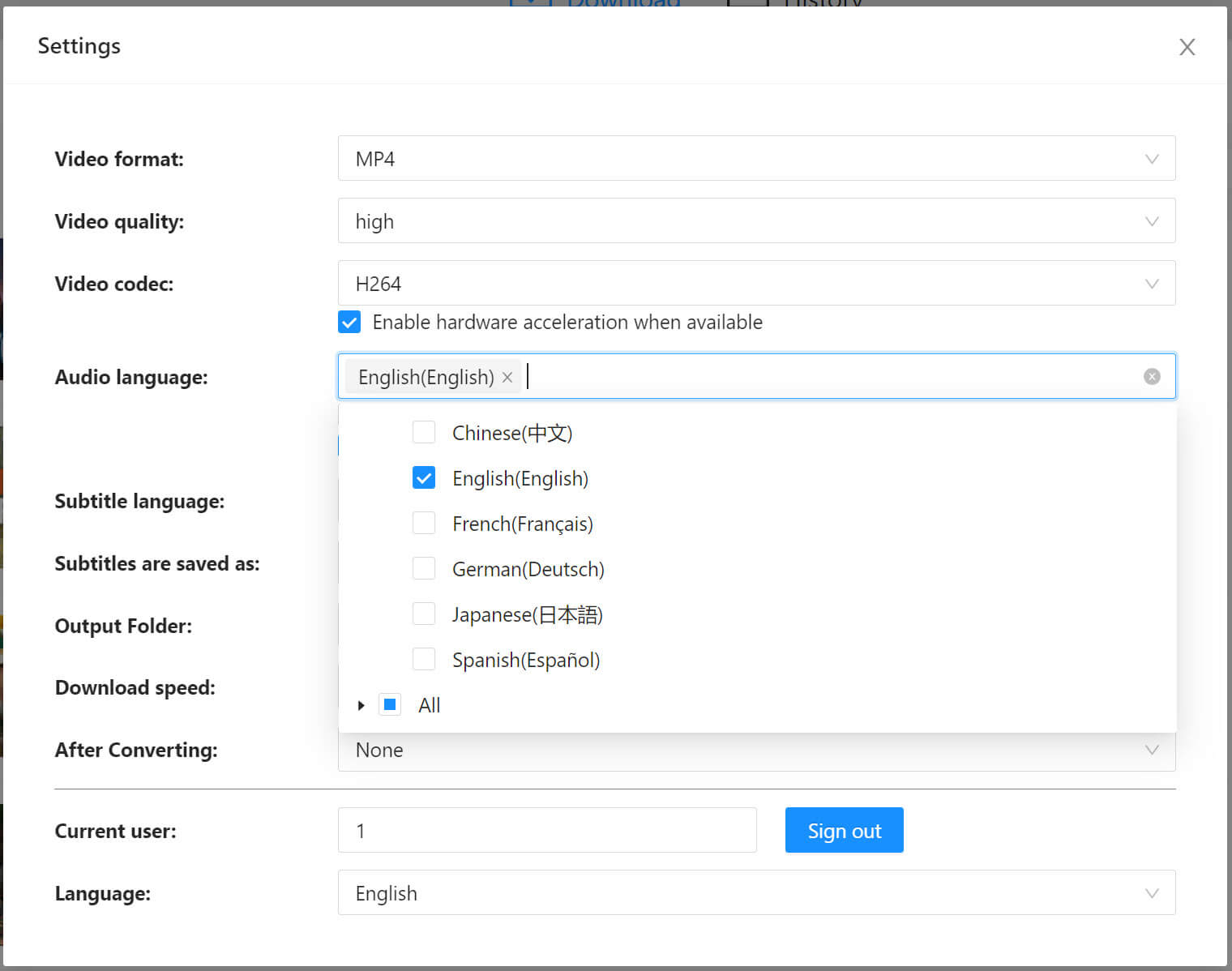 set audio language